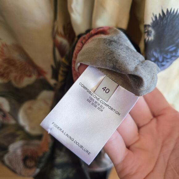 Stella McCartney Beige Silk Floral Shift Dress IT 40 US 8 Botanical Flower - Picture 7 of 8